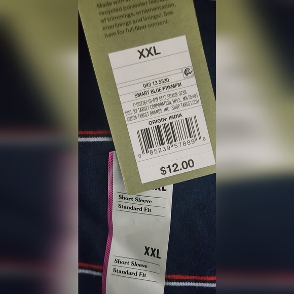 Mens Navy Striped Goodfellow T-Shirt and Original Use Grey Cargo Shorts Set XXL - Picture 6 of 8